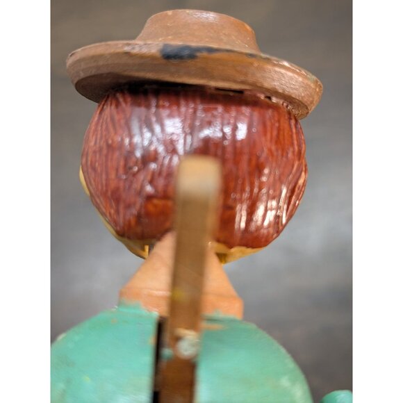 Vintage Hand-Carved Mechanical Cork Bottle Stopper Man Drinking Wine - Picture 6 of 15